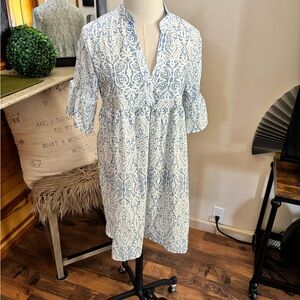 Elegant Blue and White Mini Dress